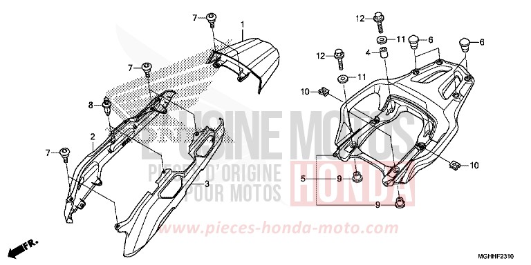 CAPOT ARRIERE/SUPPORT von VFR1200X "Crosstourer" DCT PEARL GLARE WHITE (NHB53) von 2017